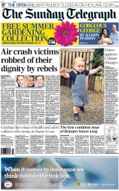 The Sunday Telegraph () Newspaper Front Page for 20 July 2014
