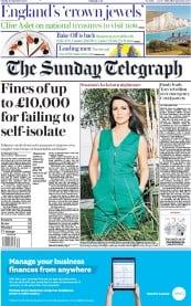 The Sunday Telegraph () Newspaper Front Page for 20 September 2020