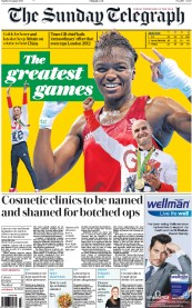 The Sunday Telegraph () Newspaper Front Page for 21 August 2016