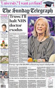 The Sunday Telegraph () Newspaper Front Page for 21 August 2022