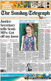 The Sunday Telegraph () Newspaper Front Page for 21 September 2014