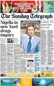 The Sunday Telegraph () Newspaper Front Page for 22 December 2013