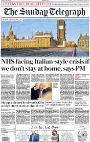 The Sunday Telegraph () Newspaper Front Page for 22 March 2020