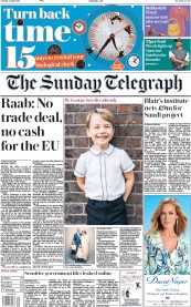 The Sunday Telegraph () Newspaper Front Page for 22 July 2018