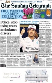 The Sunday Telegraph () Newspaper Front Page for 23 November 2014