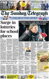 The Sunday Telegraph () Newspaper Front Page for 23 February 2014