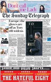 The Sunday Telegraph () Newspaper Front Page for 24 January 2016