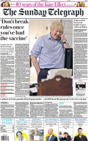 The Sunday Telegraph () Newspaper Front Page for 24 January 2021