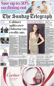 The Sunday Telegraph () Newspaper Front Page for 25 October 2015