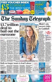 The Sunday Telegraph () Newspaper Front Page for 25 September 2011