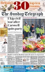The Sunday Telegraph () Newspaper Front Page for 26 March 2017
