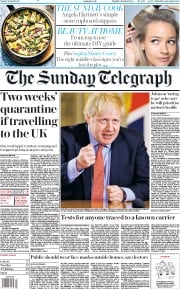 The Sunday Telegraph () Newspaper Front Page for 26 April 2020