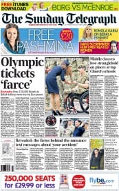 The Sunday Telegraph () Newspaper Front Page for 26 June 2011