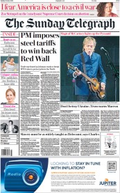 The Sunday Telegraph () Newspaper Front Page for 26 June 2022