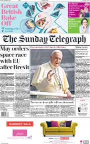 The Sunday Telegraph () Newspaper Front Page for 26 August 2018