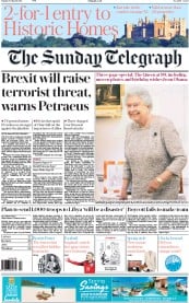 The Sunday Telegraph () Newspaper Front Page for 27 March 2016
