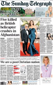 The Sunday Telegraph () Newspaper Front Page for 27 April 2014