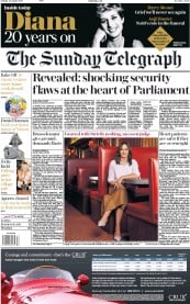 The Sunday Telegraph () Newspaper Front Page for 27 August 2017