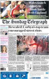 The Sunday Telegraph () Newspaper Front Page for 27 September 2015