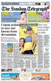 The Sunday Telegraph () Newspaper Front Page for 28 October 2012