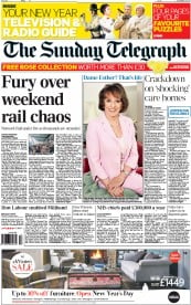 The Sunday Telegraph () Newspaper Front Page for 28 December 2014