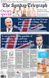 The Sunday Telegraph () Newspaper Front Page for 28 February 2016