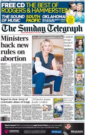 The Sunday Telegraph () Newspaper Front Page for 28 August 2011