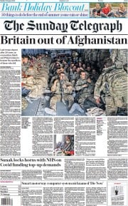 The Sunday Telegraph () Newspaper Front Page for 29 August 2021