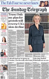 The Sunday Telegraph () Newspaper Front Page for 2 October 2022