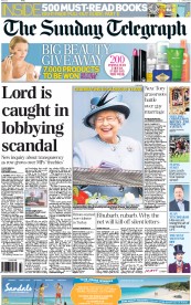 The Sunday Telegraph () Newspaper Front Page for 2 June 2013