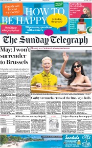 The Sunday Telegraph () Newspaper Front Page for 2 September 2018