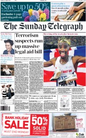 The Sunday Telegraph () Newspaper Front Page for 30 August 2015