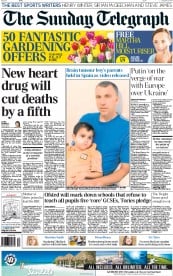 The Sunday Telegraph () Newspaper Front Page for 31 August 2014
