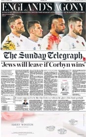 The Sunday Telegraph () Newspaper Front Page for 3 November 2019