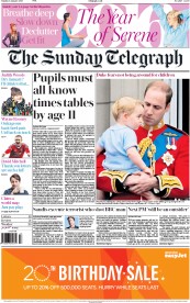 The Sunday Telegraph () Newspaper Front Page for 3 January 2016