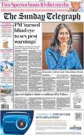 The Sunday Telegraph () Newspaper Front Page for 3 July 2022