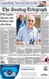 The Sunday Telegraph () Newspaper Front Page for 4 June 2023