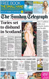 The Sunday Telegraph () Newspaper Front Page for 4 September 2011