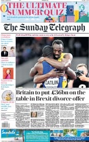 The Sunday Telegraph () Newspaper Front Page for 6 August 2017