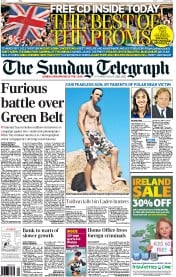 The Sunday Telegraph () Newspaper Front Page for 7 August 2011