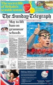 The Sunday Telegraph () Newspaper Front Page for 7 August 2016