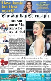The Sunday Telegraph () Newspaper Front Page for 8 October 2017