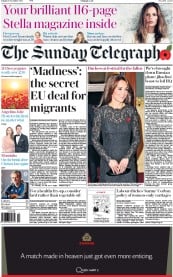 The Sunday Telegraph () Newspaper Front Page for 8 November 2015