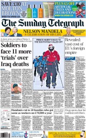 The Sunday Telegraph () Newspaper Front Page for 8 December 2013