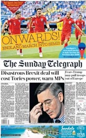 The Sunday Telegraph () Newspaper Front Page for 8 July 2018