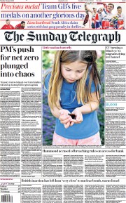 The Sunday Telegraph () Newspaper Front Page for 8 August 2021