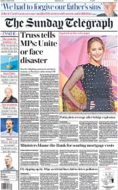 The Sunday Telegraph () Newspaper Front Page for 9 October 2022