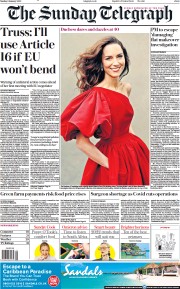 The Sunday Telegraph () Newspaper Front Page for 9 January 2022