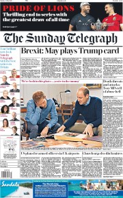 The Sunday Telegraph () Newspaper Front Page for 9 July 2017