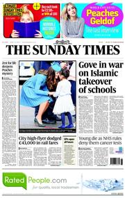 The Sunday Times () Newspaper Front Page for 13 April 2014